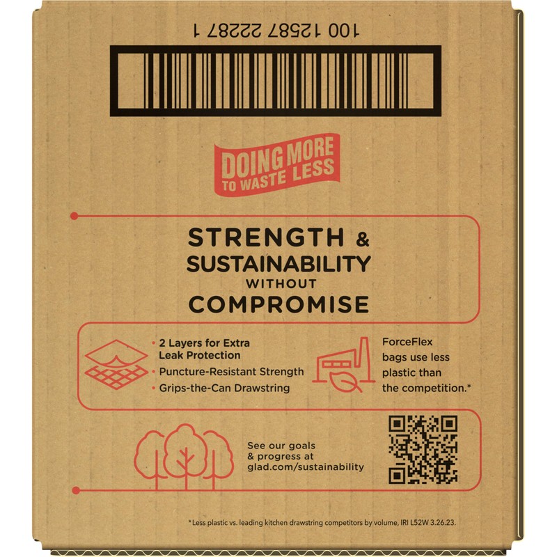 Glad ForceFlex Tall Kitchen Drawstring Trash Bags, 13 Gal, Fragrance