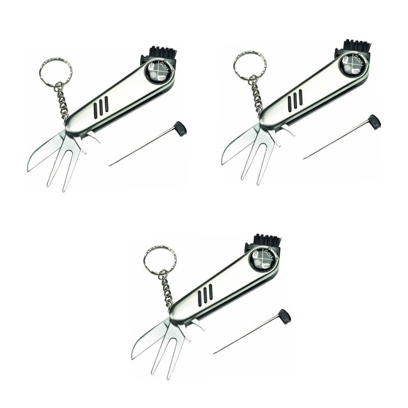 Kisangel 3pcs 6-in-1 Golf Multi Tool Divot Repair Ball Marker