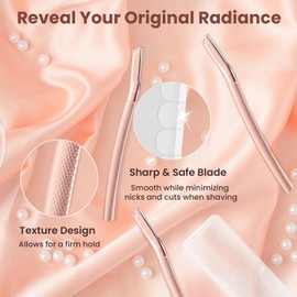 AIBRIT PRO AIBRIT PRO Eyebrow Razor for Women, Metal Dermaplane Tool for Face Women, Professional Face Razor with Protective Cap (A1-Rose Gold (12 replaced blades))