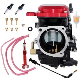 YJGZSVK 40MM Carburetor For Harley Sportster 1200 XLH1200 XL883 Softail Dyna Super Glide Tour Glide Classic FLTC Replaces 27031-95 27489-92 27035-92A Spark Plug Choke Cable Mixing Ratio Screw (Red)