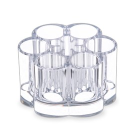 MOSIKER Acrylic Flower Shape Brush and Lipstick Holder with 12 Round Space Small Portable Makeup Organizer