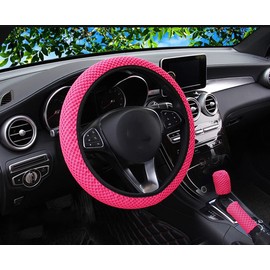 Duories 3 in 1 Universal Car Steering Wheel Covers, Steering Wheel Cover, 37-38 cm, Non-Slip Steering Wheel Cover, Breathable Mesh Fabric, Summer Steering Wheel Cover, Steering Wheel Protector for