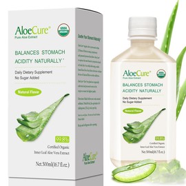 AloeCure Organic Aloe Vera Juice – 500ml Bottle | USDA Organic, Made Within 12 Hours of Harvest for Digestive & Immune Support