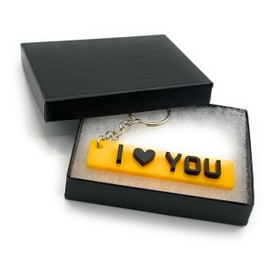 Car Number plate Keyring Car Registration Licence Plate Key Ring Name Keychain, Number Plate Father's Day, Mother's Day, Valentine's Day, Birthday Unique Idea with Box (I LOVE YOU, Yellow)