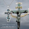 ONEFINITY Orthodox Cross Necklace 925 Sterling Silver Crucifix Abalone Shell