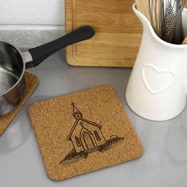 'Small Chapel' Square Cork Trivet/Pot Stand (TR00027377)