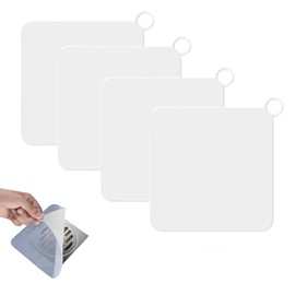 DOMOKO 4 Piezas Tapón de Silicona para Desagüe de Suelo, Tapa de Drenaje Cuadrada, Cubierta Desodorizante de Alcantarillado, Tapones de Drenaje Anti Olor para El Baño y Cocina