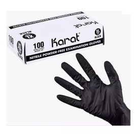 Ambiderm Guantes Desechables Karat Negro Nitrilo Sin Polvo  100 Pzas