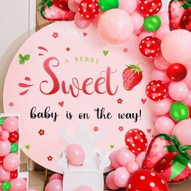 Yeysynana Sweet Baby is on The Way Party Decal, Welcome Baby Shower Sign Strawberry Party Decorations Gender Reveal Girl or Boy Babys Wall Stickers Sign for Babys Backdrop Supply