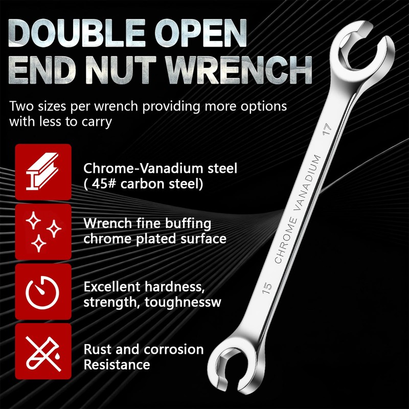 TIBOO DAY Flare Nut Wrench, 13mm x 14mm Double Open