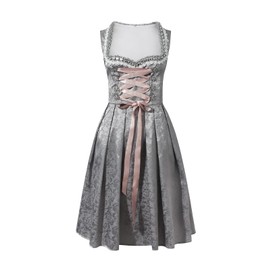 IIBOOYYE Women's Vintage German Oktoberfest Costumes 2 Piece Dirndl Dresses Set for Bavarian Carnival Grey S