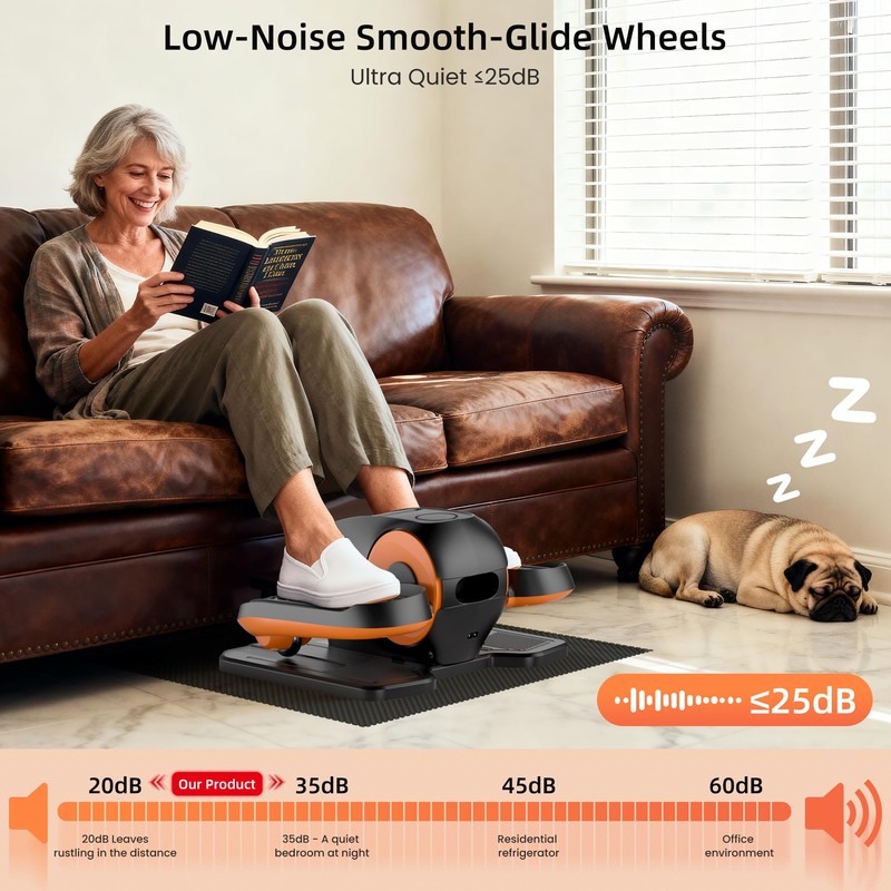 Under Desk Elliptical Machine with Remote Control, 12-Speed Electric Leg