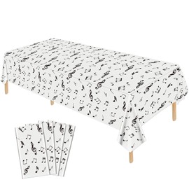 Hegbolke Pack of 4 Musical Note Tablecloths 220 x 130 cm Reusable Rectangular Music Tablecloths Music Note Theme Birthday Party Decoration for Music Party Decoration Accessories