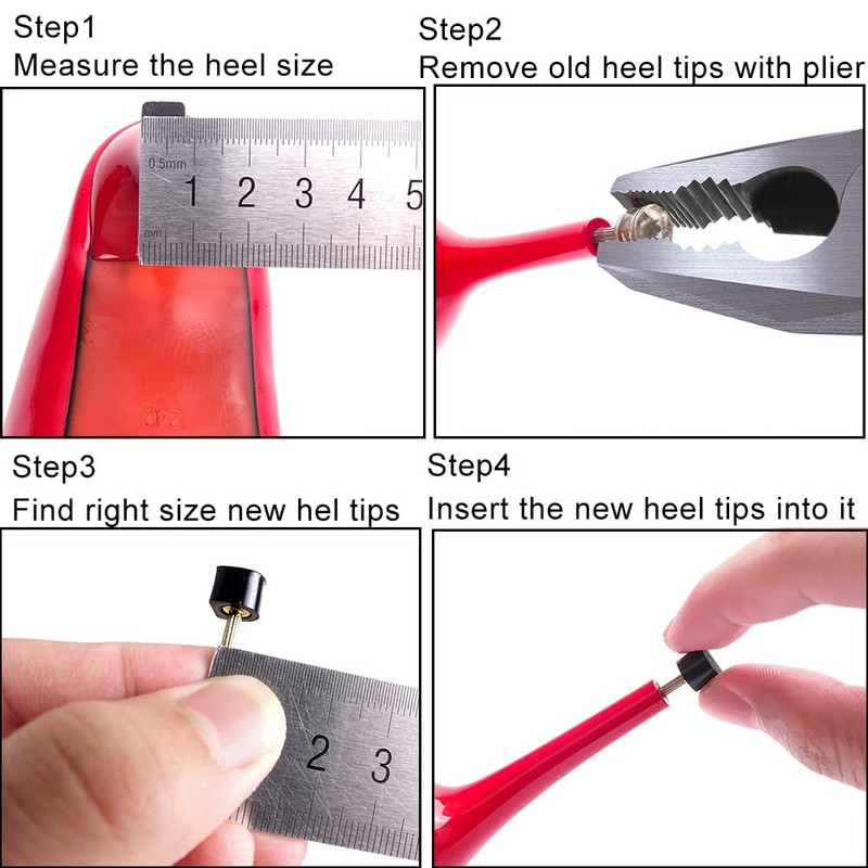 6 Pairs High Heel Tips Shoes Replacement Kit Black Non-Slip