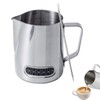 Milk Jug with Thermometer,600Ml Stainless Steel Milk Frothing Pitcher and