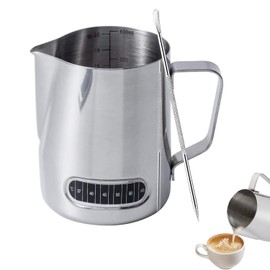 Milk Jug with Thermometer,600Ml Stainless Steel Milk Frothing Pitcher and Latte Art Pen for Coffee for Making Latte Coffee Cappuccino
