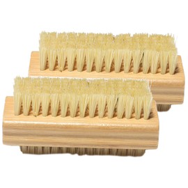 OHPHCALL 2pcs Bamboo Nail Brush Double-sided Cleaning Tool with Sturdy Sisal Bristles for Nail and Hand Care Portable Scrubbing Brush and Hygiene