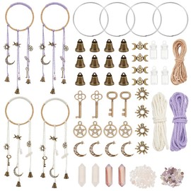 FREEBLOSS 4 Set DIY Witch Bells Kit Witch Bells Protection for Door Knob Witch Wind Chimes Witchcraft Supplies for Boho Decor Witch Bells for Home Protection
