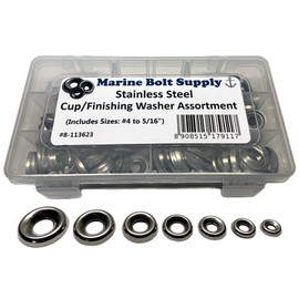 Marine Bolt Supply Stainless Steel Finishing Cup Washer Assortment Kit (Sizes #4 to 5/16")