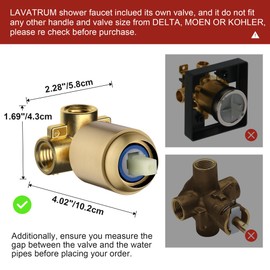 Lavatrum Gold Shower Head and Valve Set Single Spray Premium Wall Mount 8 Inch Rainfall Squre 1 Handle Shower Faucet with Rough-in Valves and Knob Kit for Bathroom Mixer （1.8GPM)