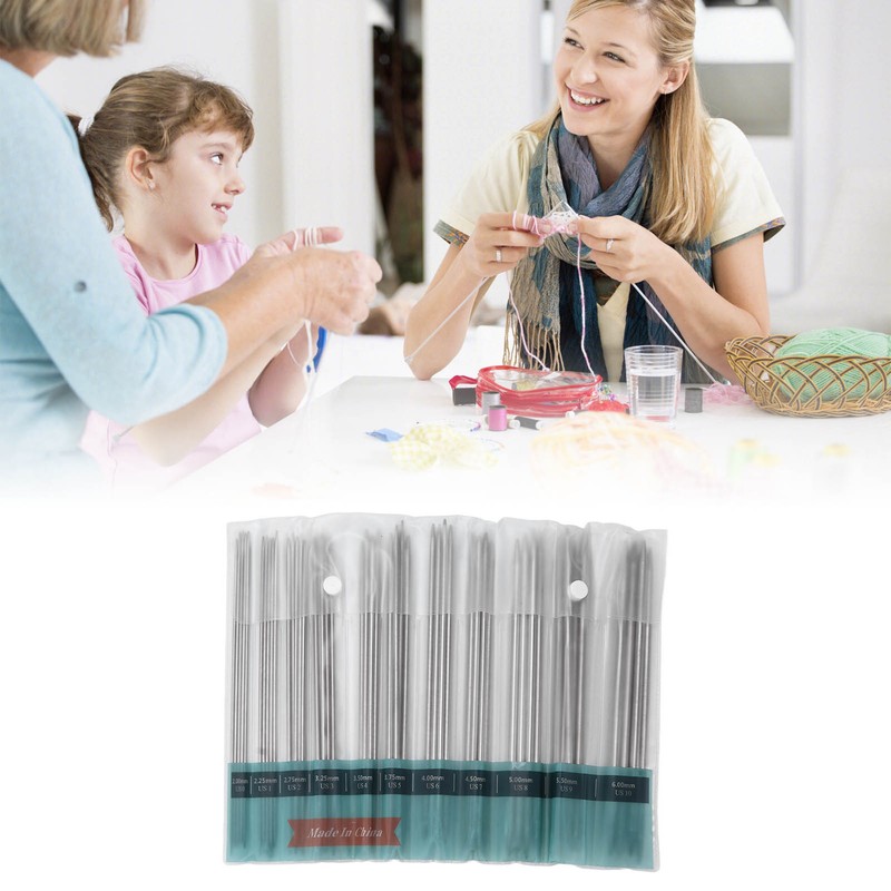 55pcs Double Pointed Knitting Needle Stainless Steel Sweater Weaving Pins