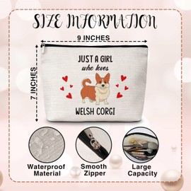 Dog Lover Gift Makeup Bags, Just A Girl Who Loves Dogs Cosmetic Bag, Welsh Corgi Makeup Pouch Gifts for Dog Lovers Pet Owners, Birthday Christmas Gifts for Girls Women Friends -64