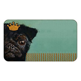 BXFAHZJ Funny Quote King Pug with Crown Black Pug Dog Door Mat 17x30 Inch Indoor Outdoor Entrance Doormat Decor for Home Living Room Kitchen Bathroom Office,Dog Lovers Pug Mom Girls Women Gifts
