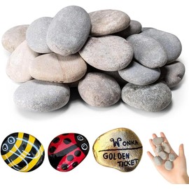 Fokroin Pack of 40 Pebbles for Painting, Flat, High-Quality Flat River Stones, Flat Pebbles for Crafts, Gravel Decorative Stones, Natural Stone, for Colourful Painting and Decoration