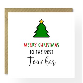 Teacher Christmas Card, Xmas Card From Student, Best Teacher Card, Merry Christmas Teacher, For Him, For Her