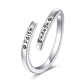 POPLYKE Faith Ring Sterling Silver Star of David Ring Inspirational Ring Christian Jewelry Gift for Women Men