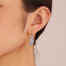 Allereya Vintage Metal Leaf Dangle Earrings Tribal Totem Drop Earrings Turquoise Bead Earrings Silver Metal Feather Hook Earrings Jewelry for Women and Girls