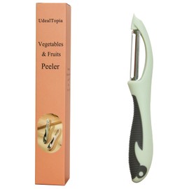 UdealTopia Stainless Steel Vegetable and Fruit Peeler, Swivel Straight Peeled Gadget for Kitchen - Ideal Carrot Cucumber Potato Peeler with Ergonomic, Non-Slip and Cute Handle (Green)