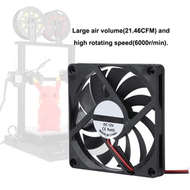 Richer-R Cooling Fan for 3D Printer Cooling 8cm x 8cm x 1cm 3D Cooling Fan 12V 6000RPM 21.46CFM Fast Cooling Fan 3D Printer Parts (2 Pack) ASHATA