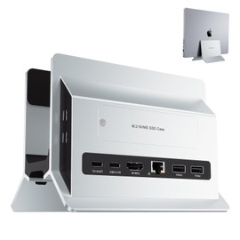 PULWTOP Vertical Laptop Docking Station for MacBook Pro/Air, Support SSD Expansion, 4K HDMI, 2*USB-C 10Gbps, 2*USB-A 5Gbps, RJ45, SD/TF and USB-C 100W PD Dock for Type-C Mac/Windows Laptops - Silver
