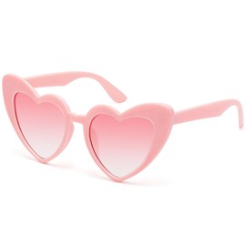 LIKSMU Heart Sunglasses for Women Trendy Cat Eye Love Shaped Sunglasses Vintage Lovely Shades Retro Cute Sun Glasses Party Favors Music Concert Gradient Pink Lens