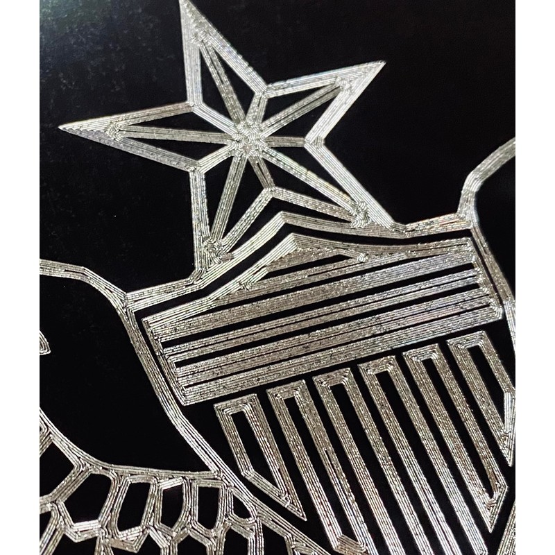 Engraved Senior Army Aviator Wings Car Tag Black & Silver