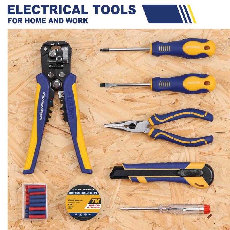 haisstronica 8 IN 1 Self-Adjusting Wire Stripper Household Tool Kit,