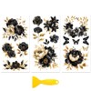 Peacoblue Black Gold Flowers Rub On Transfers for Furniture Craft