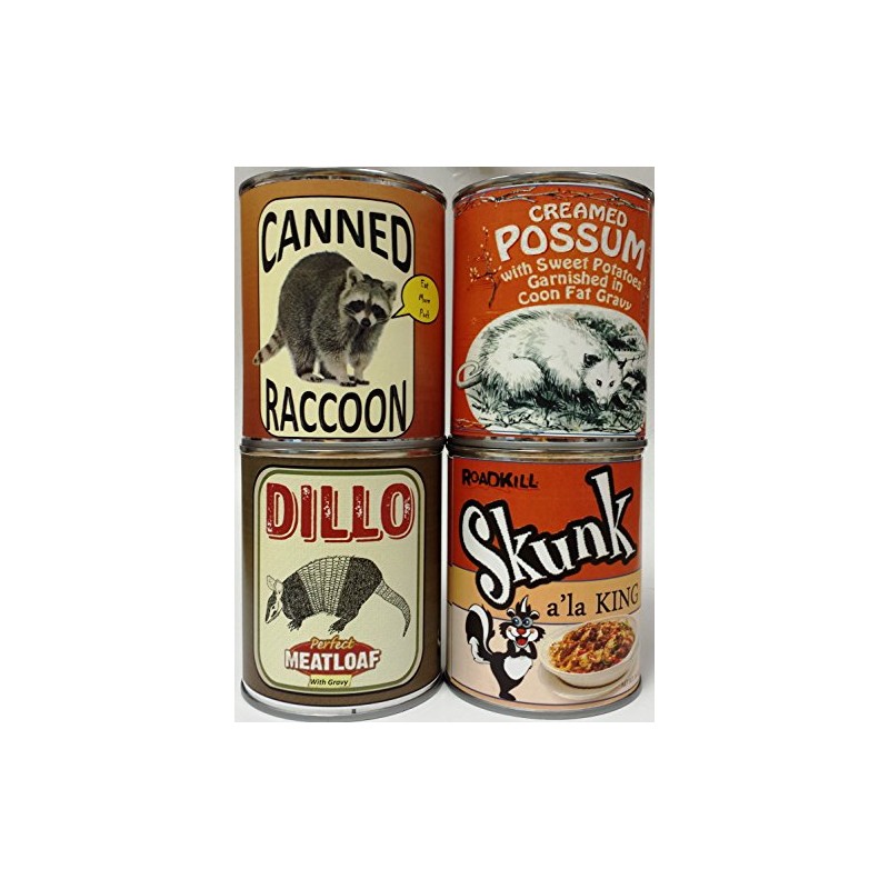 Gag Canned Meat Combo Pack II: Creamed Possum, Raccoon, Dillo