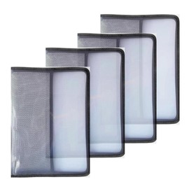A4 Clear File Case with Zipper with Pockets, Set of 4, 13.6 inches (34.5 cm), 9.3 inches (23.3 cm), 0.8 inches (2 cm), Black, 12.8 inches (32.5 cm), 0.8 inches (22.5 cm), VAMPROSE Original