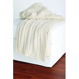 Rizzy Home THRTH0155CR005060 Cable Knit Throw Blanket,Cream