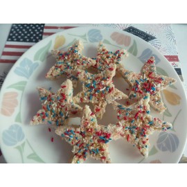 Homemade 20 Patriotic Star Shaped Rice Krispies Treats*Perfect for celebration/ party - Patriotic sprinkles