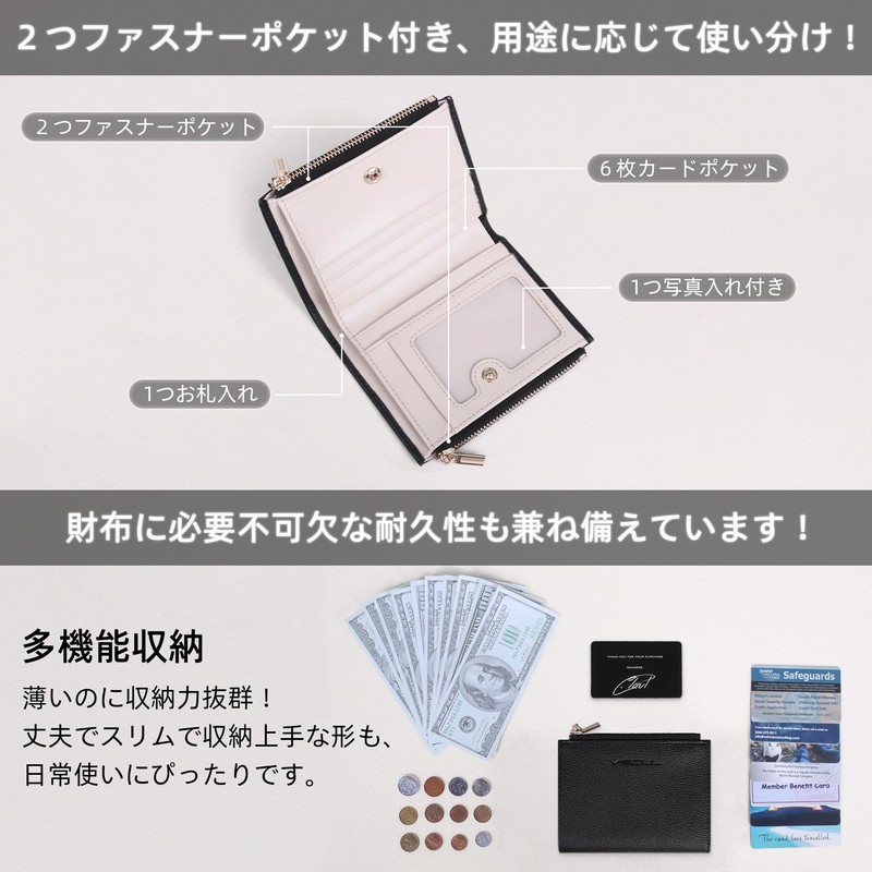 VISOUL Bi-fold Wallet, Genuine Leather, Bill Holder, Card Coin Purse,