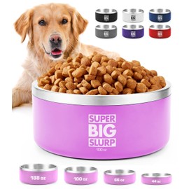 Tuff Pupper 100 oz Heavy Duty Insulated Stainless Steel Dog Bowl for Large Dogs, Non-Slip Base, Dishwasher Safe