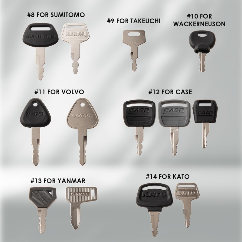 BYPARTSJC 44 Pcs Equipment Keys Master Set,Construction Machinery Key for