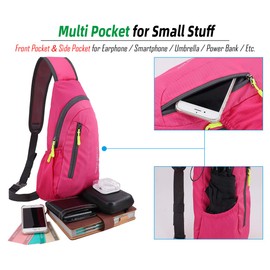 Gisdanchz Sling Backpack Crossbody Bag for Women, Waterproof Lightweight Sports Personal Pocket Small Travel Bag for Gym Sport for Men Women Sling Bag Rucksack Cross Body Bag One Strap Bags, Rose Red