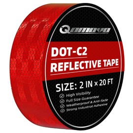 Qomovo Red High Visibility DOT-C2 Reflective Tape 2 inch x 20 feet Safety Warning Conspicuity Tape Waterproof Self-Adhesive Tape for Trailer Vehicles Trucks Vans Bikes Cargos Helmets Poles