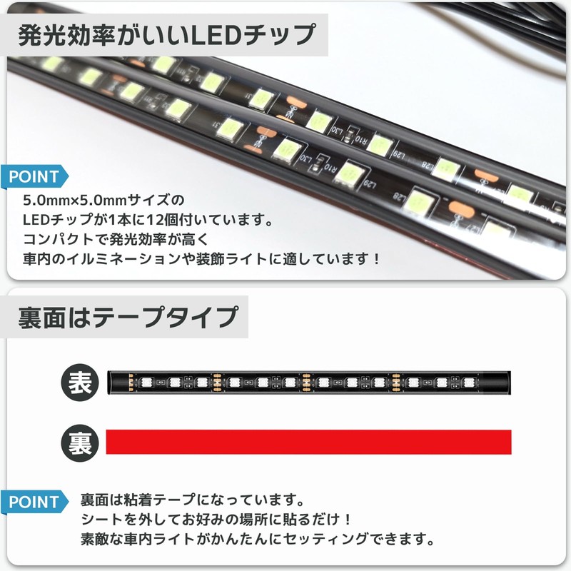 sakurawing Tape Light, LED Tape, Car USB 12v Lighting, Footlight,