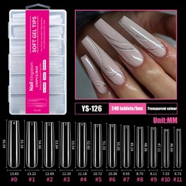 YIHECWY480PCS 3XL Long Clear Soft Gel & Acrylic False Nails - 2 Styles (Square), 12 Sizes Full Cover Extensions for Beginners, Home Salon & DIY