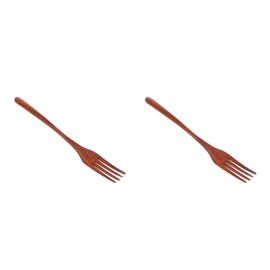 Cabilock Wooden Fork for Cooking 2 Pieces Cooking Accessories Wooden Kitchen Mixing Roasting Pastry Dessert Wooden Tableware Bar Hotel Home Lightweight Reuasble Appetizer Perfect Salad Servers Wooden